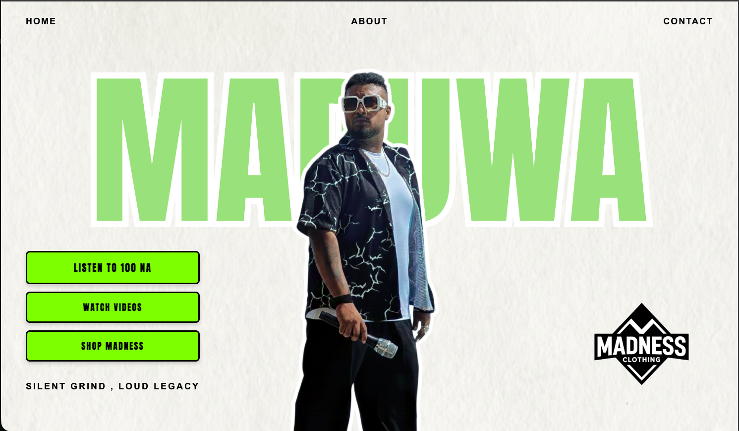 MADUWA Sri Lankan RAP artist landing page